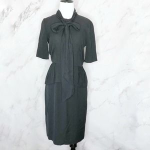 NWT BCBG MaxAzria Denisa Black Silk Peplum Dress